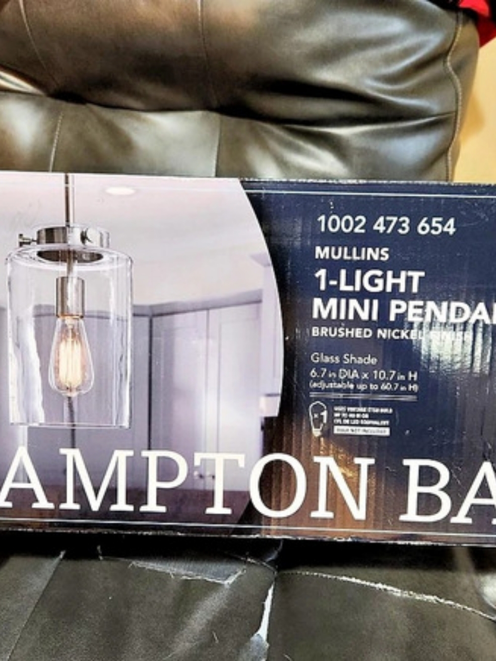 New Hampton Bay Mullins 1-Light Mini Pendant Brushed Nickel Pendant Light NWT
